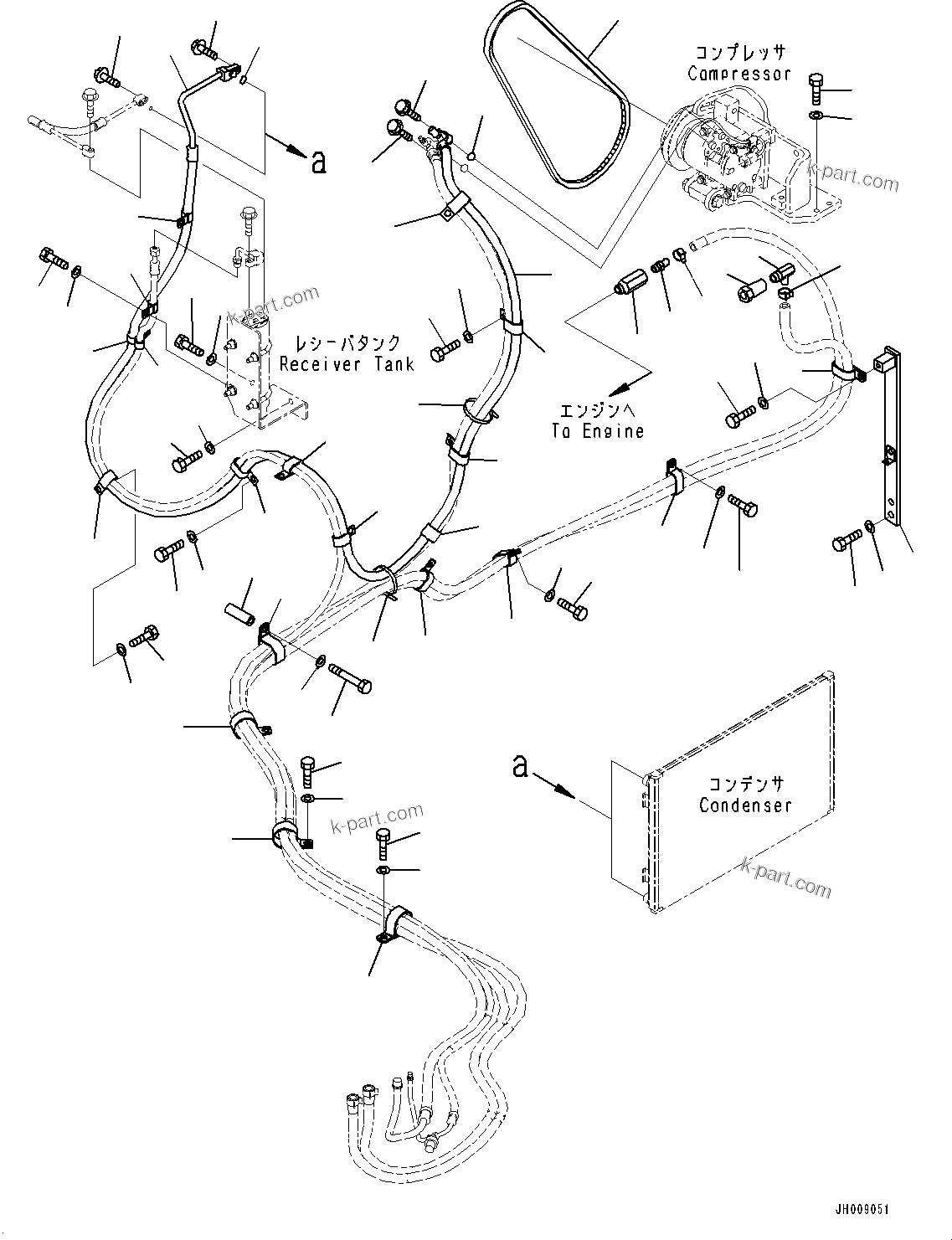 Komatsu parts book diagram for PC350LC-8M0 S/N 85001-UP: AIR CONDITIONER UNIT, HOSE(#80001-)