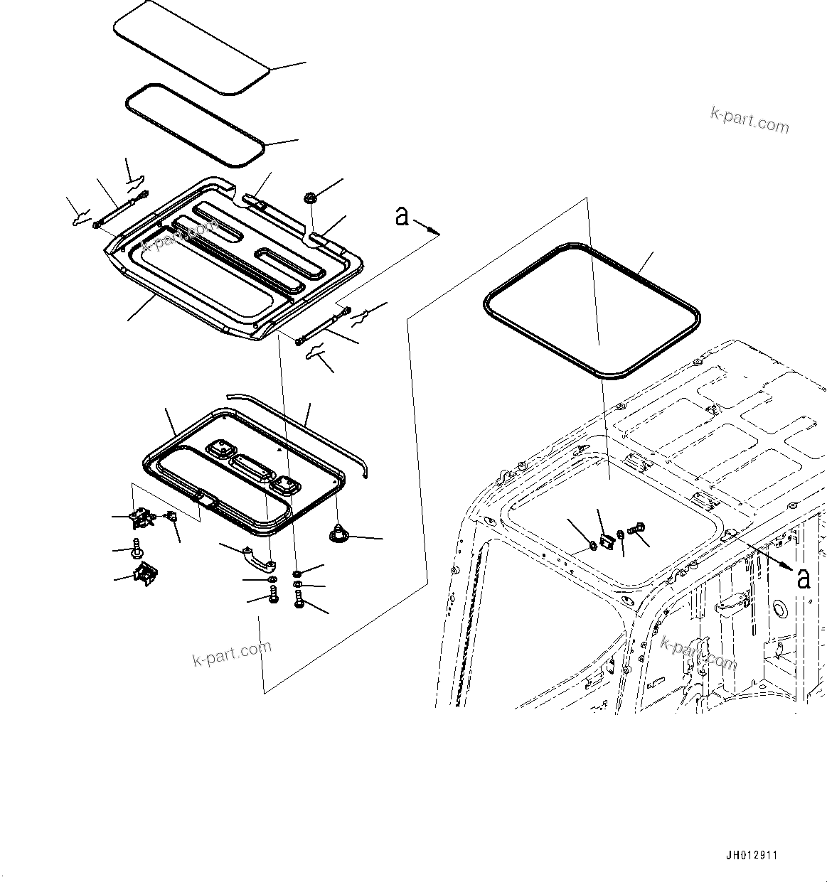Komatsu parts book diagram for PC350LC-8M0 S/N 85001-UP: CAB, ROOF VENTILATOR(#85001-)