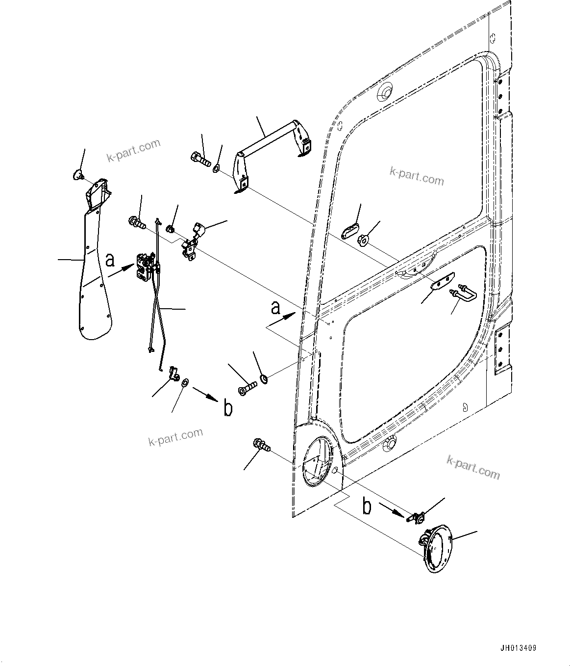 Komatsu parts book diagram for PC350LC-8M0 S/N 85001-UP: CAB, DOOR LOCK(#85001-)