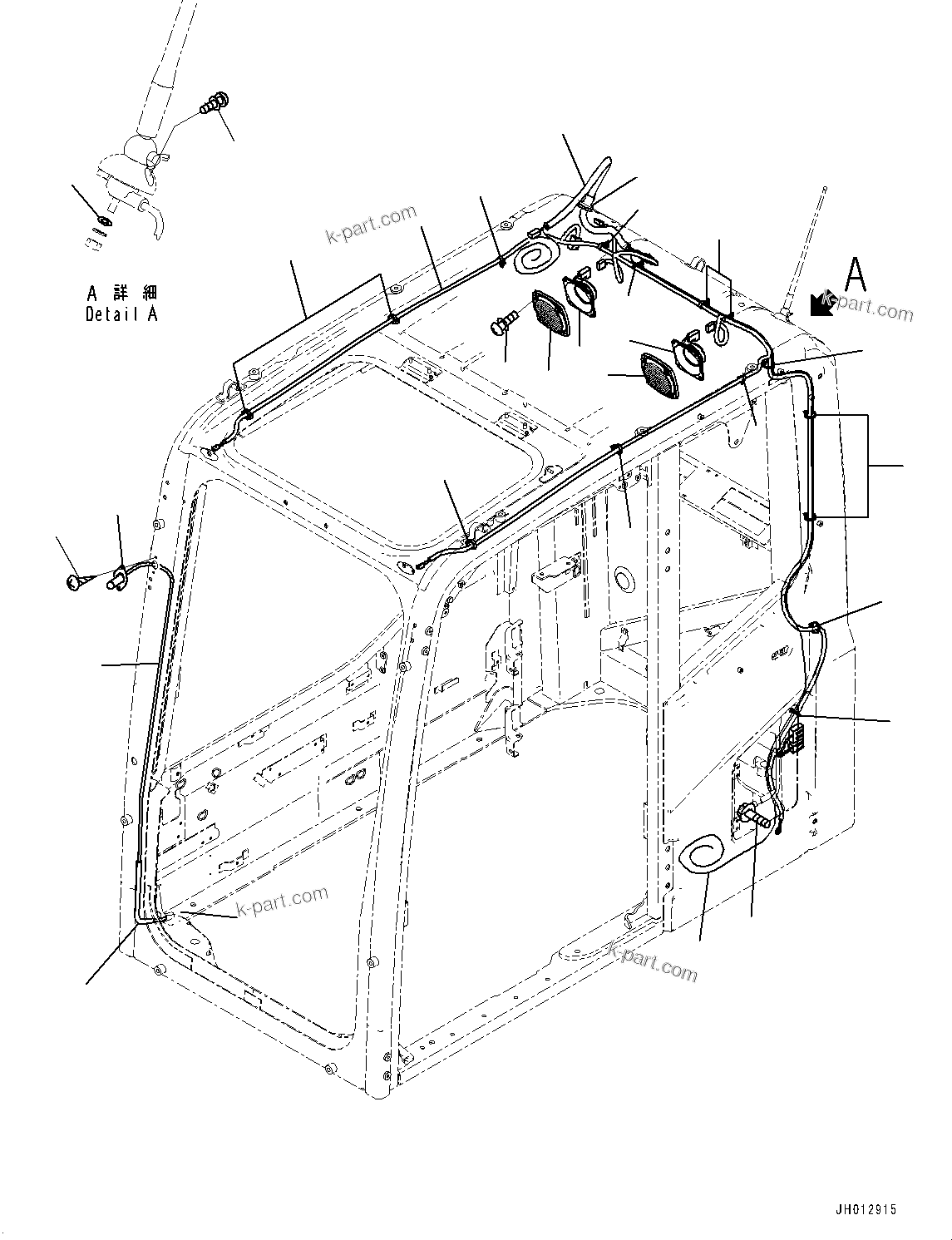 Komatsu parts book diagram for PC350LC-8M0 S/N 85001-UP: CAB, SPEAKER AND WINDOW WASHER(#85001-)