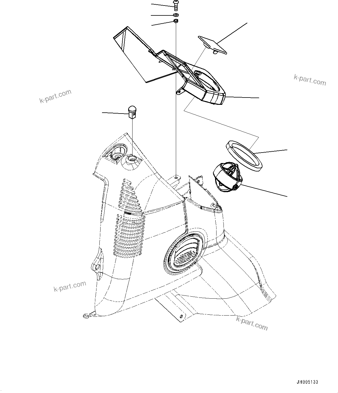 Komatsu parts book diagram for PC350LC-8M0 S/N 85001-UP: CAB, CAB IN PARTS, MONITOR COVER(#85001-)