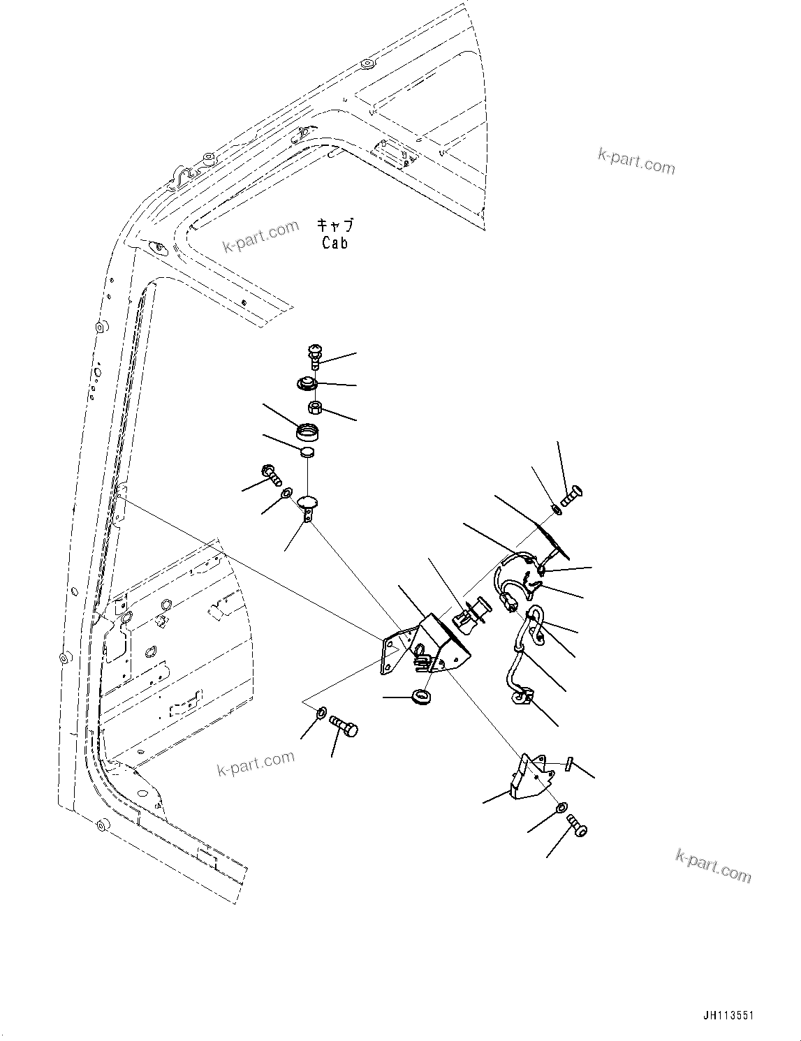 Komatsu parts book diagram for PC350LC-8M0 S/N 85001-UP: CAB, CAB IN PARTS, EMERGENCY ENGINE STOP SWITCH(#85001-)