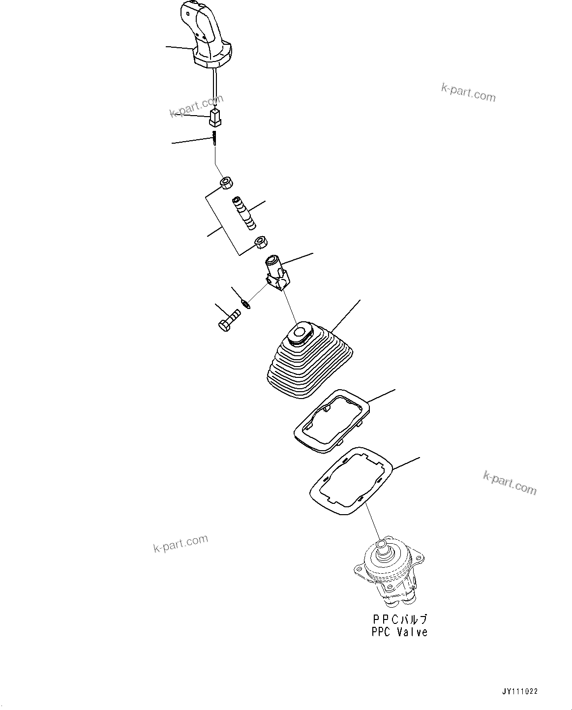 Komatsu parts book diagram for PC350LC-8M0 S/N 85001-UP: CAB, PPC VALVE (4/6) (L.H.)(#85001-)