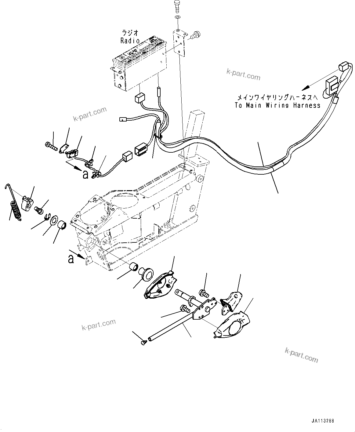 Komatsu parts book diagram for PC350LC-8M0 S/N 85001-UP: CAB, FLOOR, WORK EQUIPMENT LOCK LEVER(#85001-)
