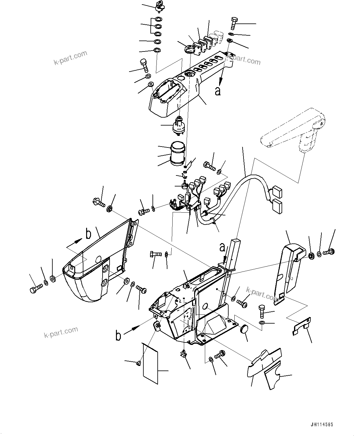 Komatsu parts book diagram for PC350LC-8M0 S/N 85001-UP: CAB, FLOOR, CONSOLE, R.H.(#85001-)
