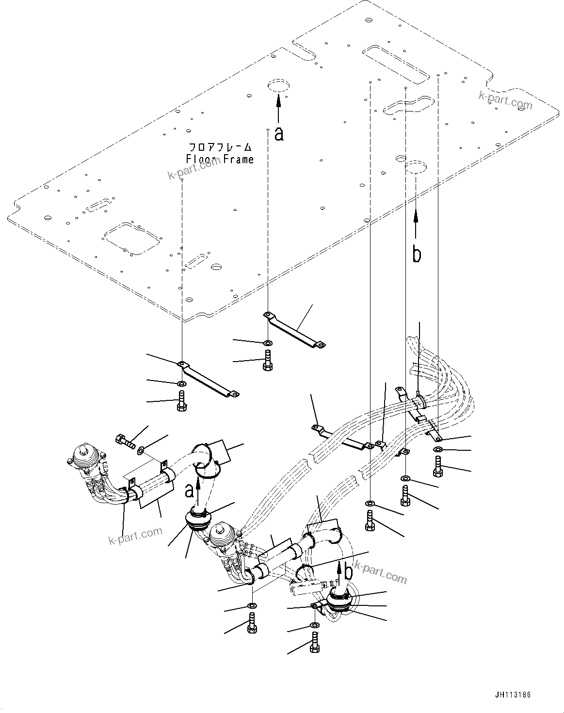 Komatsu parts book diagram for PC350LC-8M0 S/N 85001-UP: CAB, FLOOR, PIPING MOUNTING(#85001-)