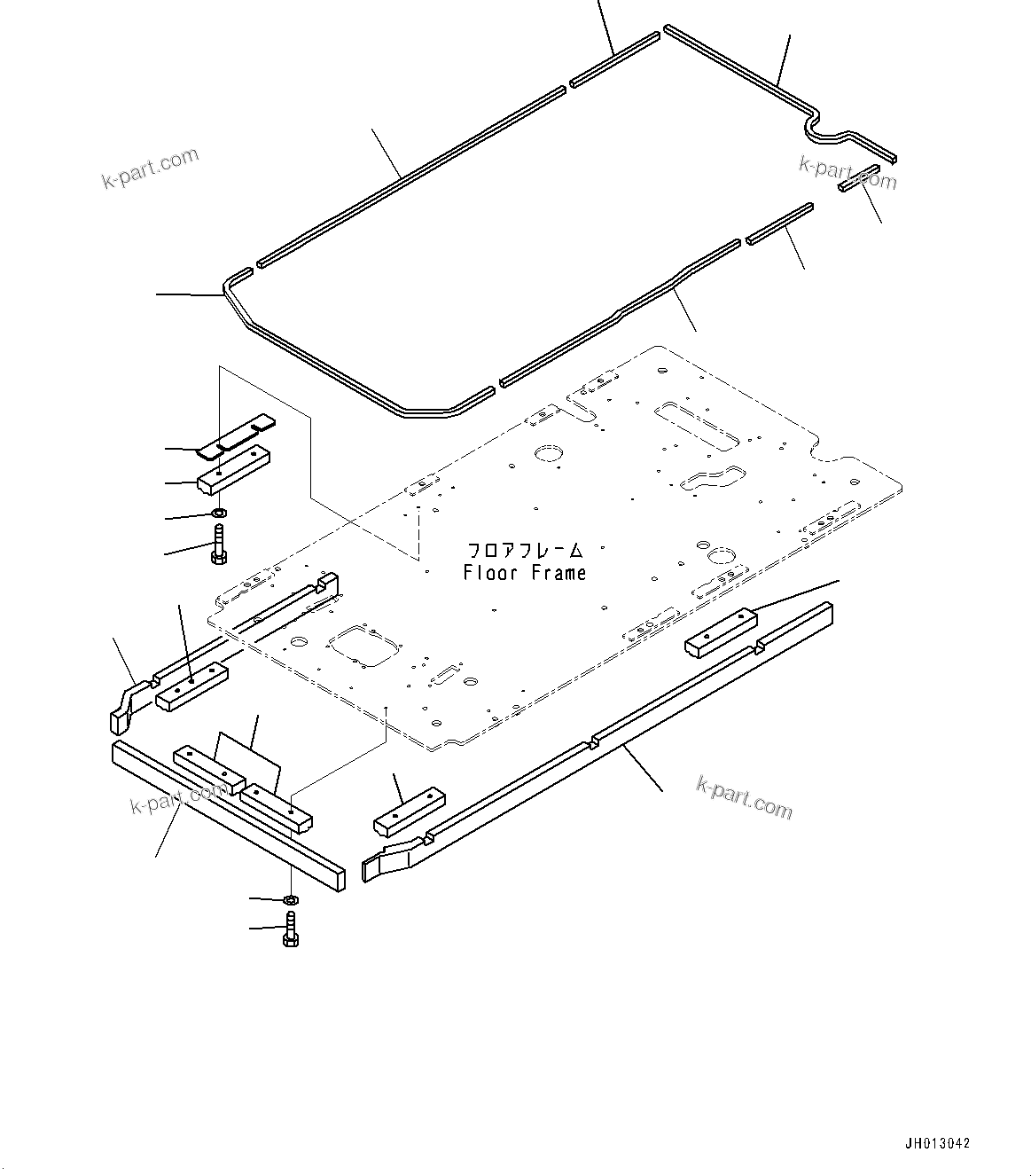 Komatsu parts book diagram for PC350LC-8M0 S/N 85001-UP: CAB, FLOOR, SEAL(#85001-)