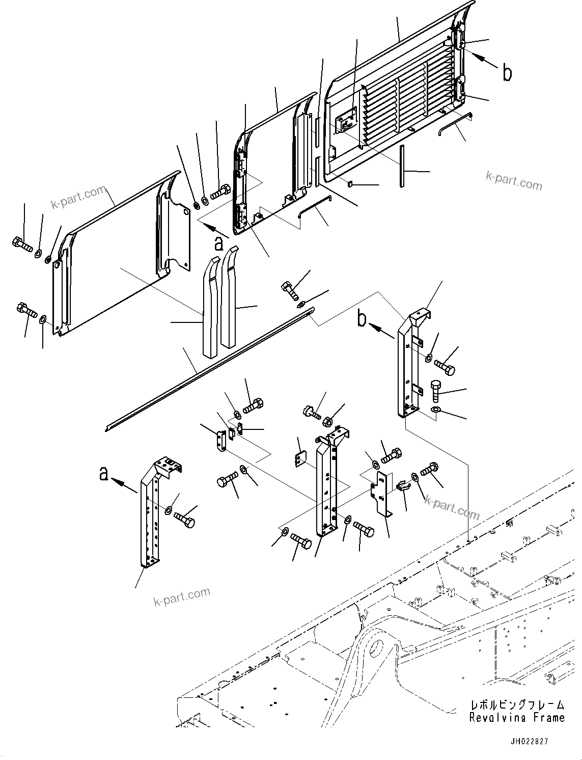 Komatsu parts book diagram for PC350LC-8M0 S/N 85001-UP: SIDE COVER R.H., (#81072-)