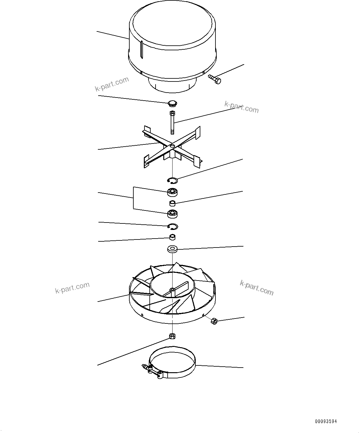 Komatsu parts book diagram for PC350LC-8M0 S/N 85001-UP: MACHINE CAB COVER, INNER PARTS, PRE-CLEANER(#80001-80183)
