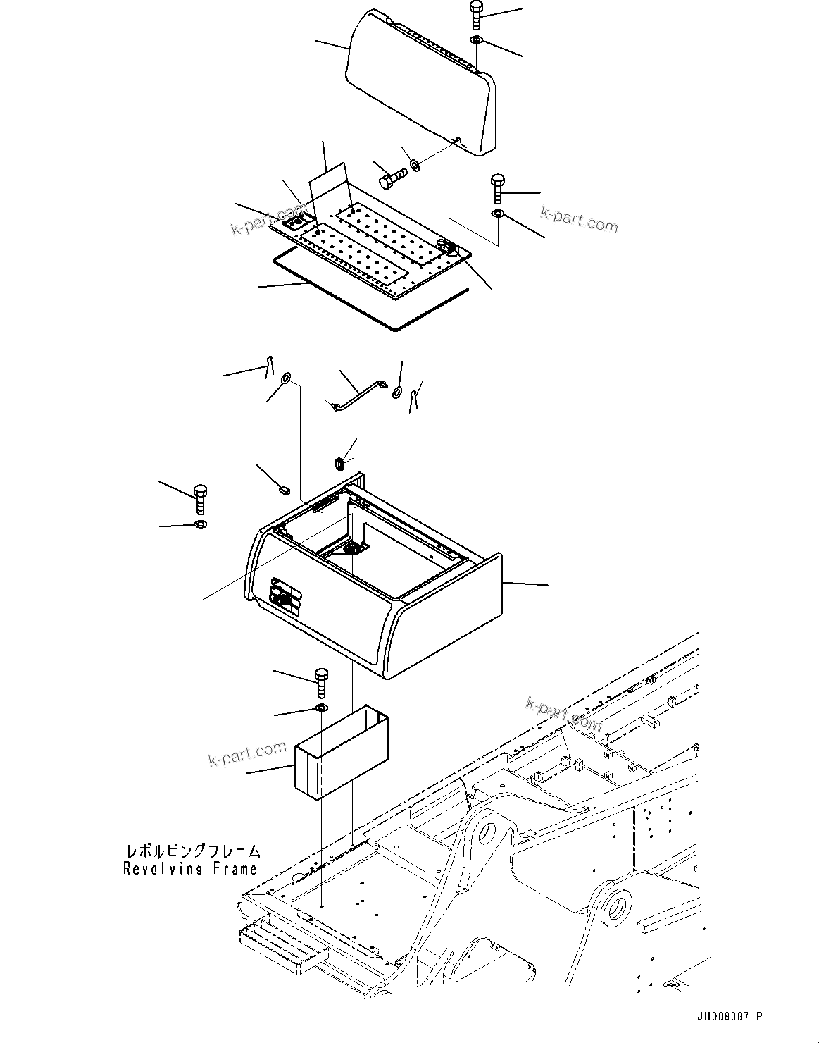 Komatsu parts book diagram for PC350LC-8M0 S/N 85001-UP: BATTERY CASE, (#80001-)