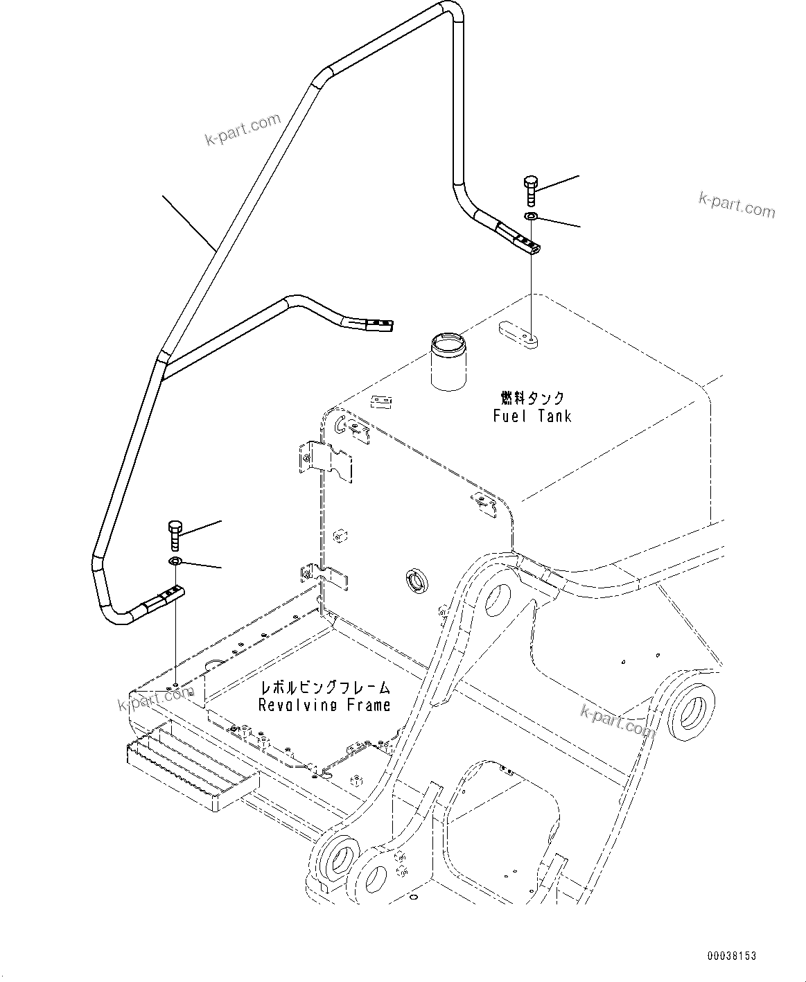 Komatsu parts book diagram for PC350LC-8M0 S/N 85001-UP: HANDRAIL, FRONT(#80001-)