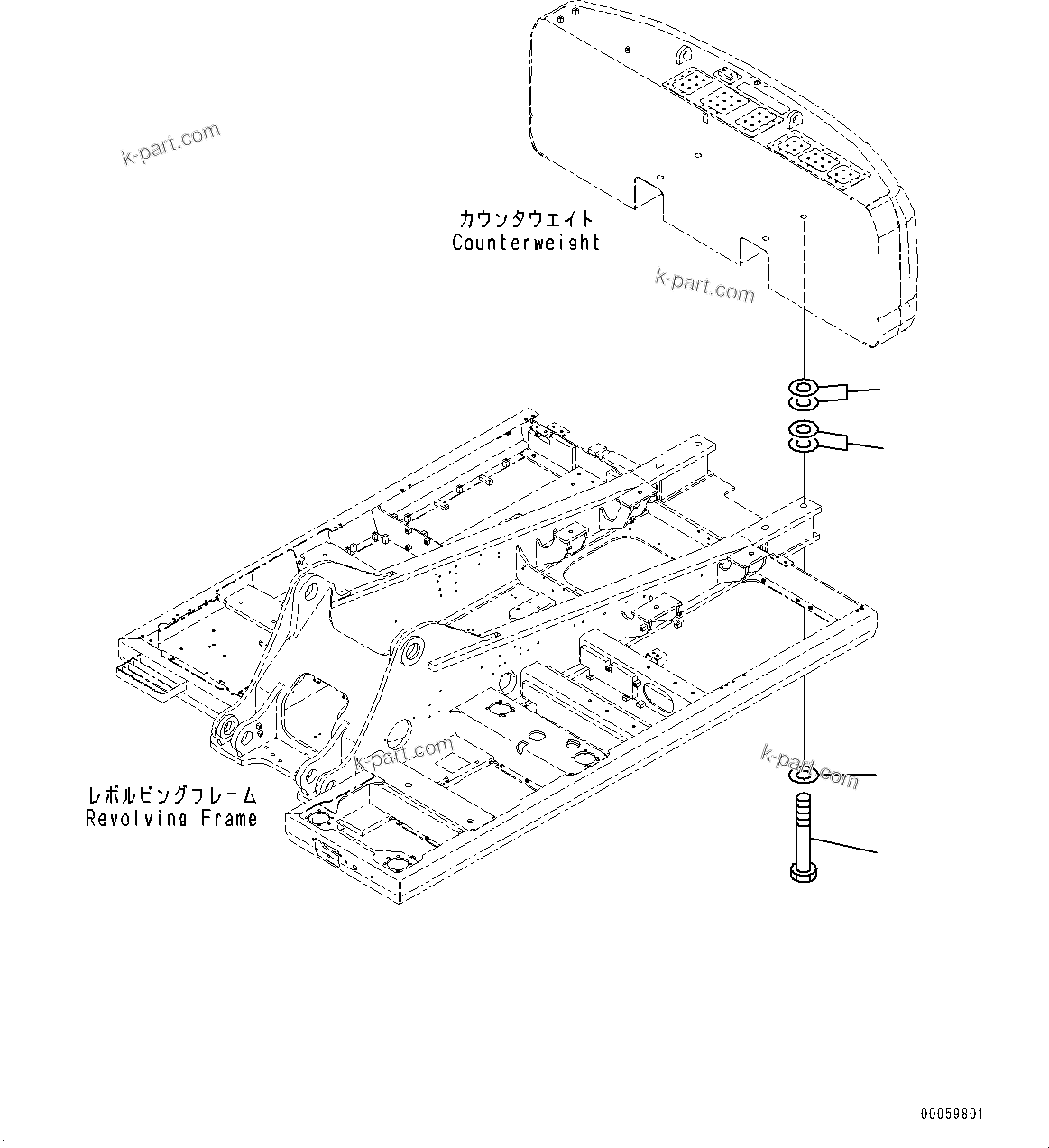 Komatsu parts book diagram for PC350LC-8M0 S/N 85001-UP: COUNTERWEIGHT MOUNTING, (#80001-)