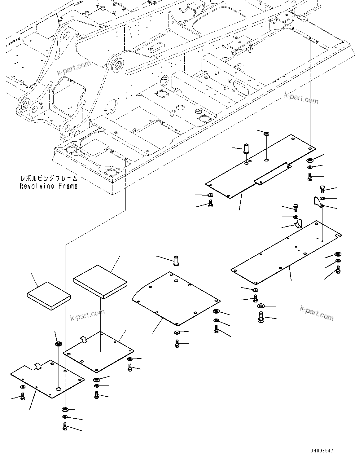 Komatsu parts book diagram for PC350LC-8M0 S/N 85001-UP: UNDER COVER, (1/3)(#80001-)