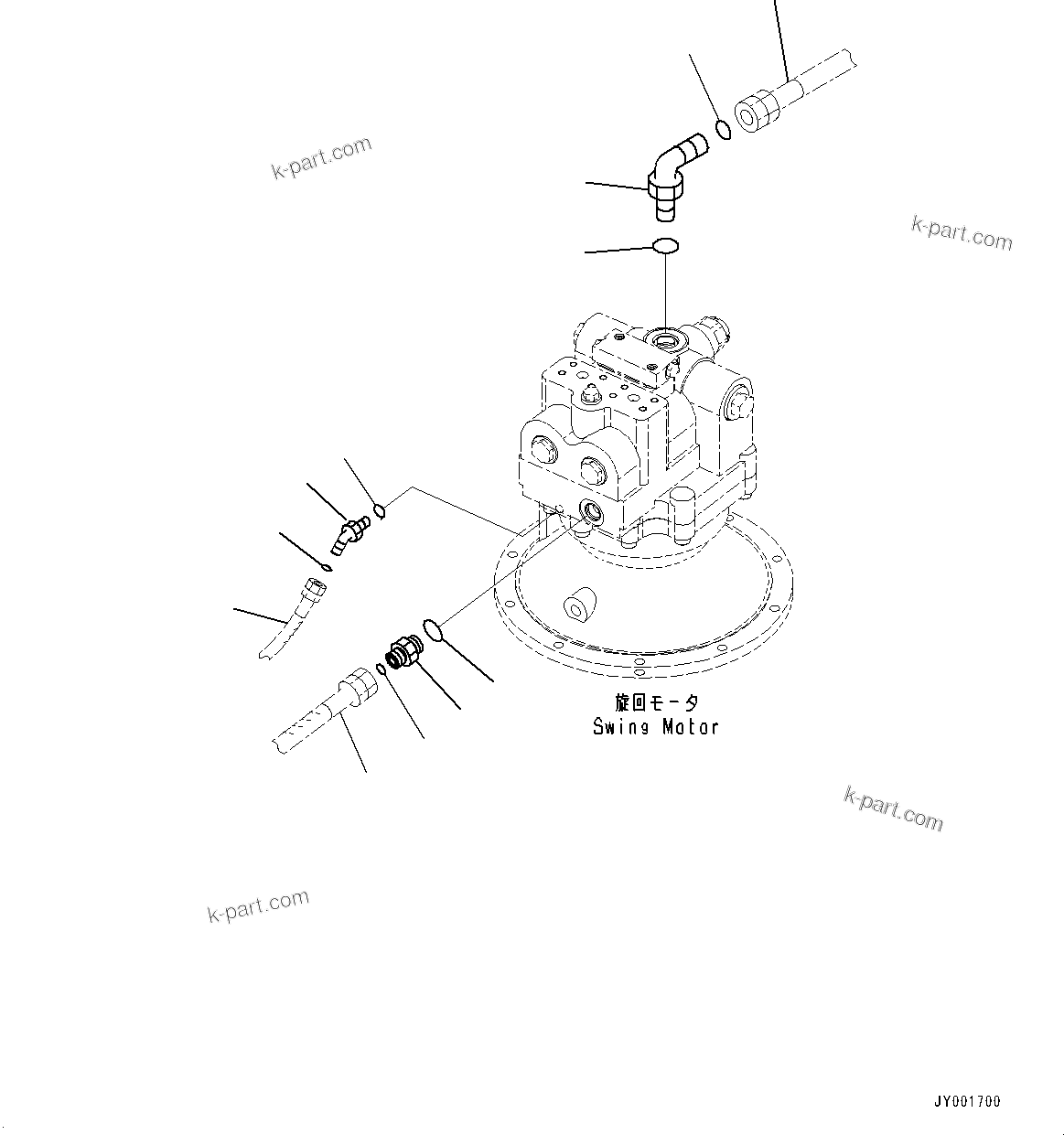 Komatsu parts book diagram for PC350LC-8M0 S/N 85001-UP: SWING MOTOR CONNECTING PARTS, (#80001-)