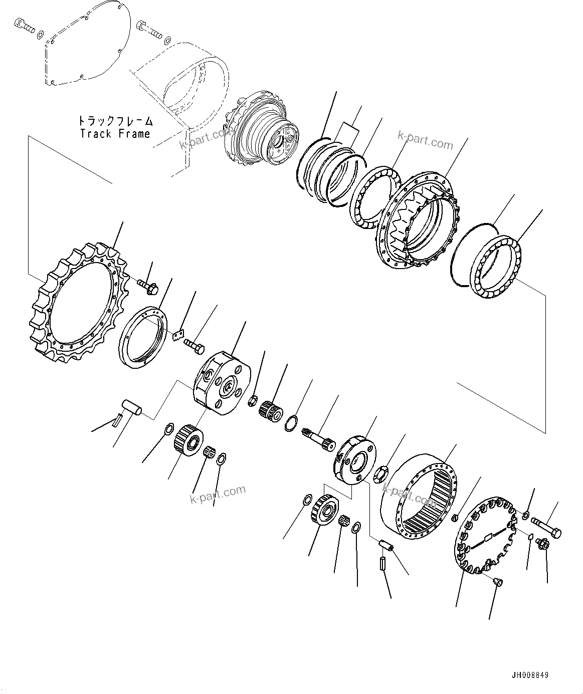 Komatsu parts book diagram for PC350LC-8M0 S/N 85001-UP: TRAVEL MOTOR AND FINAL DRIVE, FINAL DRIVE L.H.(#80001-)