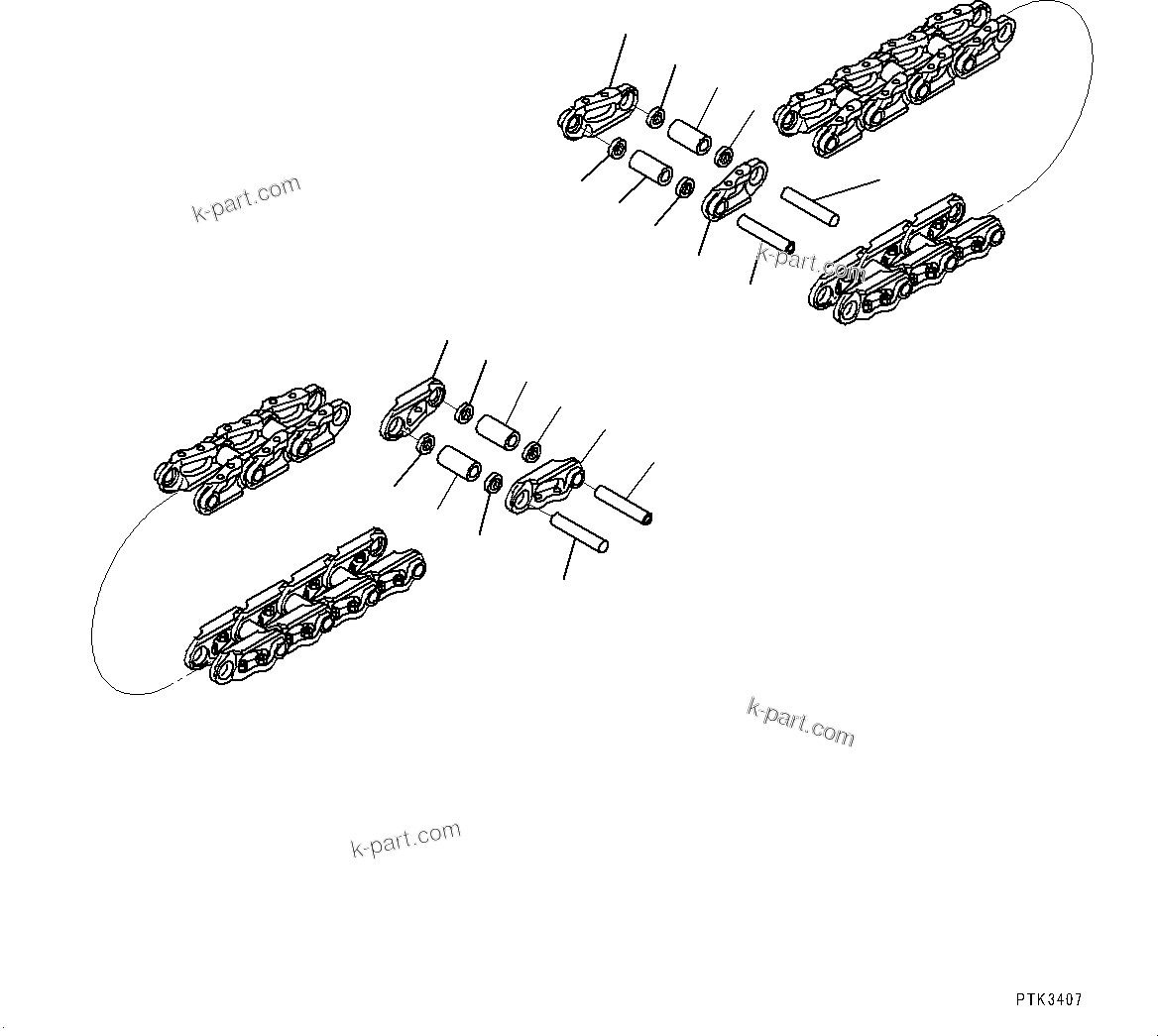 Komatsu parts book diagram for PC350LC-8M0 S/N 85001-UP: TRACK LINK ASSEMBLY, (SUPPLY ONLY, 96 SET, GREASE SEALED TYPE)(#80001-)