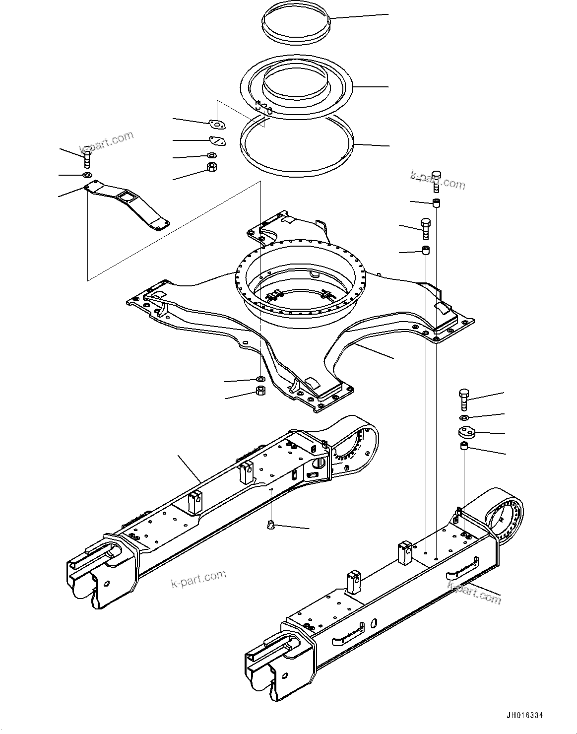 Komatsu parts book diagram for PC350LC-8M0 S/N 85001-UP: TRACK FRAME, (#80001-)