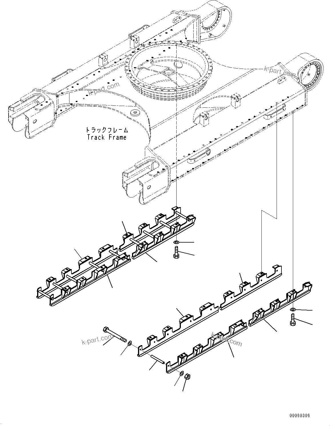 Komatsu parts book diagram for PC350LC-8M0 S/N 85001-UP: TRACK ROLLER GUARD, (#80001-)