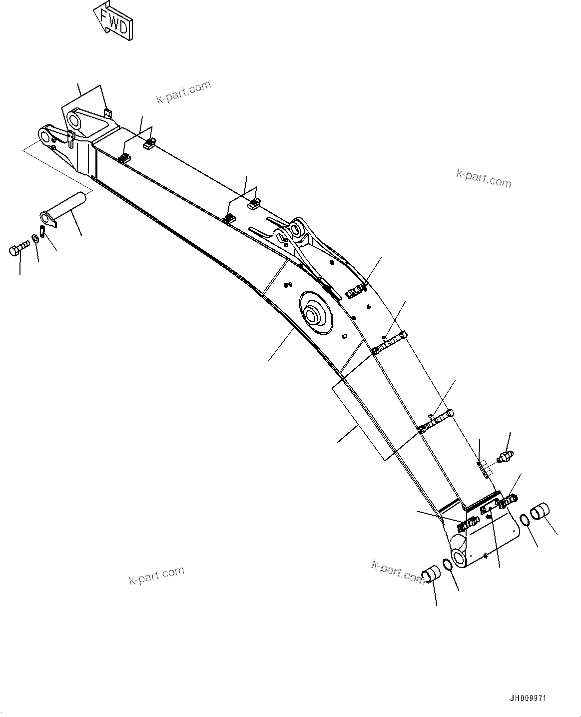 Komatsu parts book diagram for PC350LC-8M0 S/N 85001-UP: BOOM, BOOM AND TOP PIN (6500MM)(#80001-)