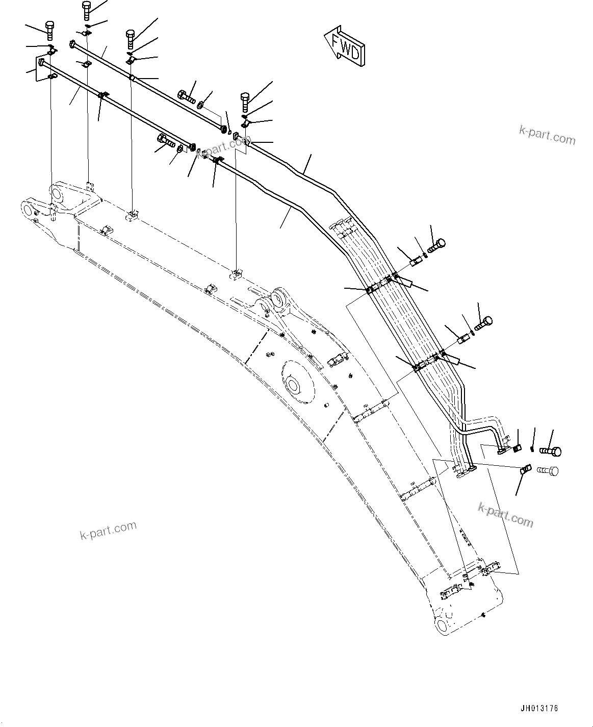 Komatsu parts book diagram for PC350LC-8M0 S/N 85001-UP: BOOM, BUCKET CYLINDER PIPING(#80001-81102)