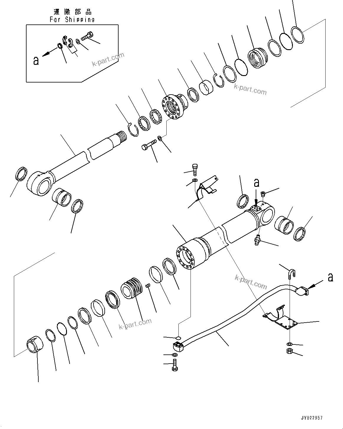 Komatsu parts book diagram for PC350LC-8M0 S/N 85001-UP: BOOM CYLINDER, INNER PARTS, BOOM CYLINDER, R.H.(#80001-)