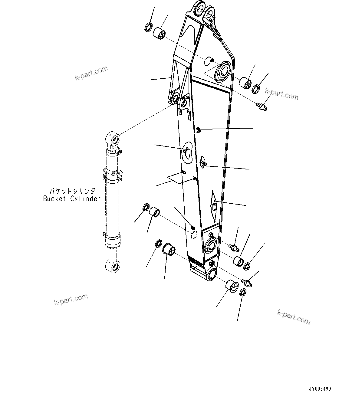 Komatsu parts book diagram for PC350LC-8M0 S/N 85001-UP: ARM, ARM AND BUSHING (3200MM)(#80001-82046)