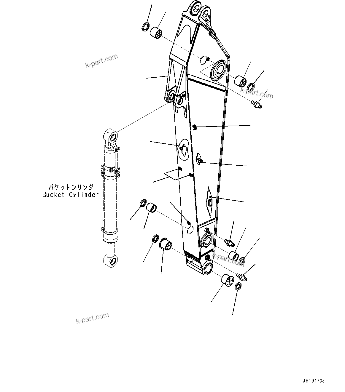Komatsu parts book diagram for PC350LC-8M0 S/N 85001-UP: ARM, ARM AND BUSHING (3200MM)(#82047-)