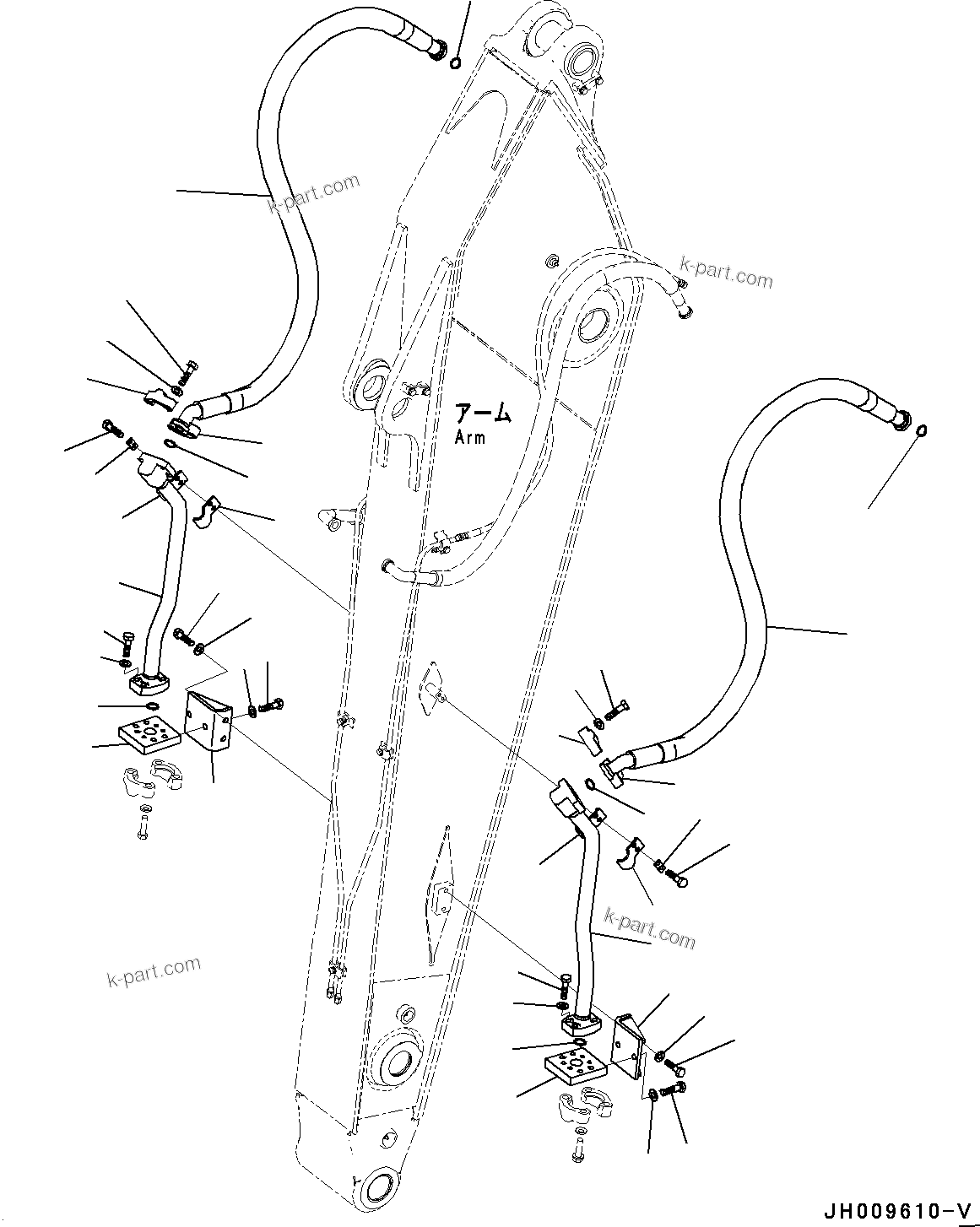 Komatsu parts book diagram for PC350LC-8M0 S/N 85001-UP: ARM, ADDITIONAL PIPING(#80001-82353)