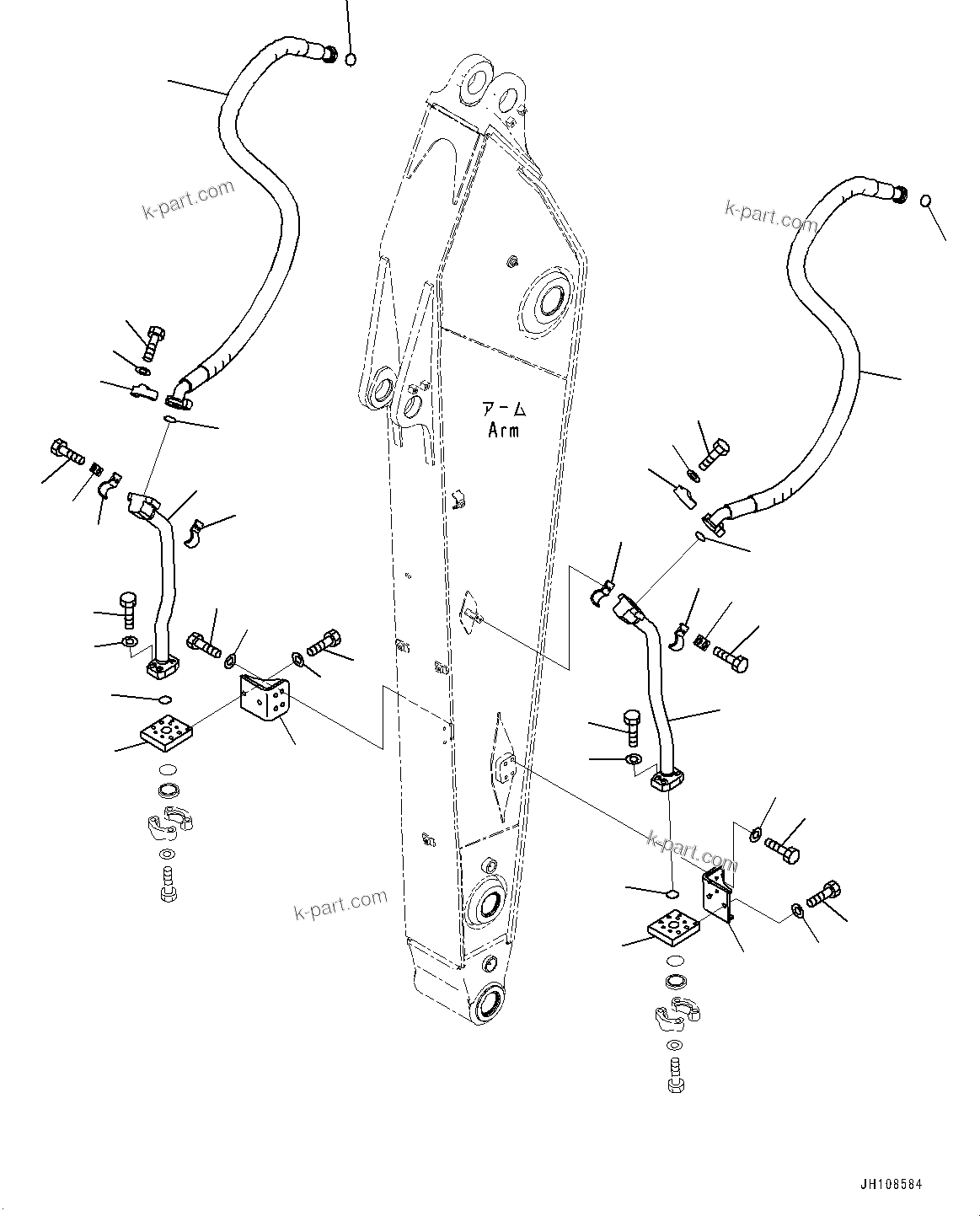 Komatsu parts book diagram for PC350LC-8M0 S/N 85001-UP: ARM, ADDITIONAL PIPING(#82354-)