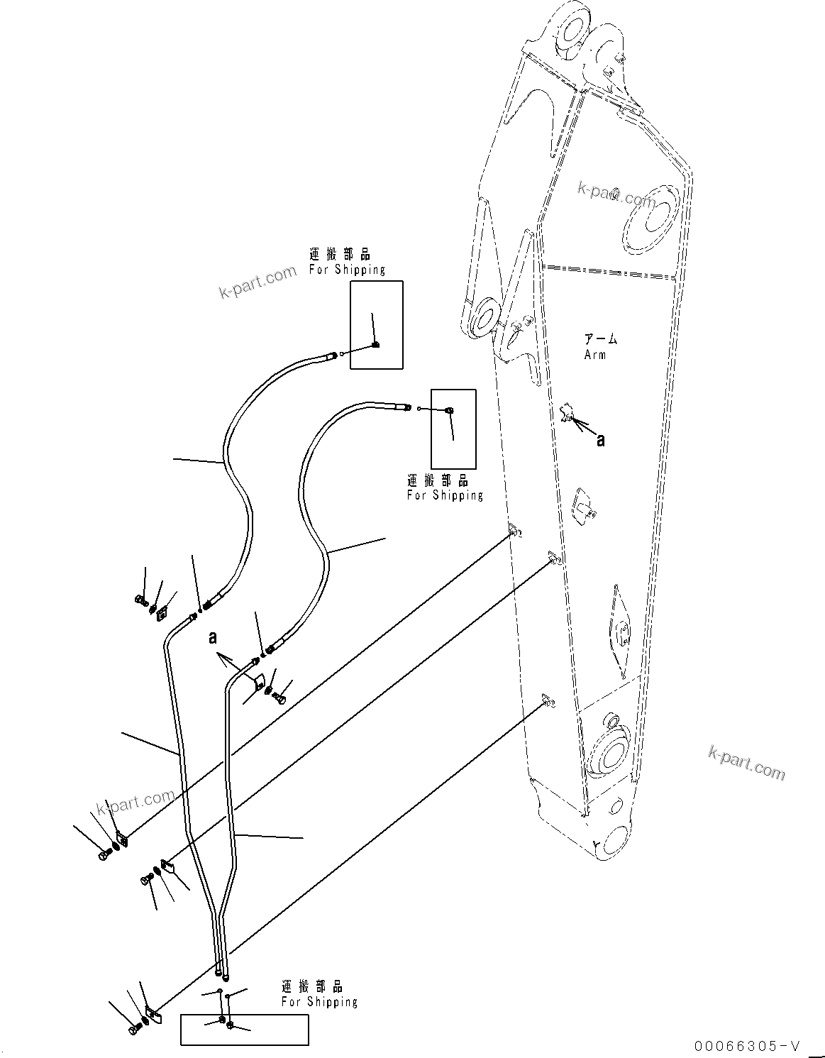Komatsu parts book diagram for PC350LC-8M0 S/N 85001-UP: ARM, QUICK COUPLER PIPING(#80001-)