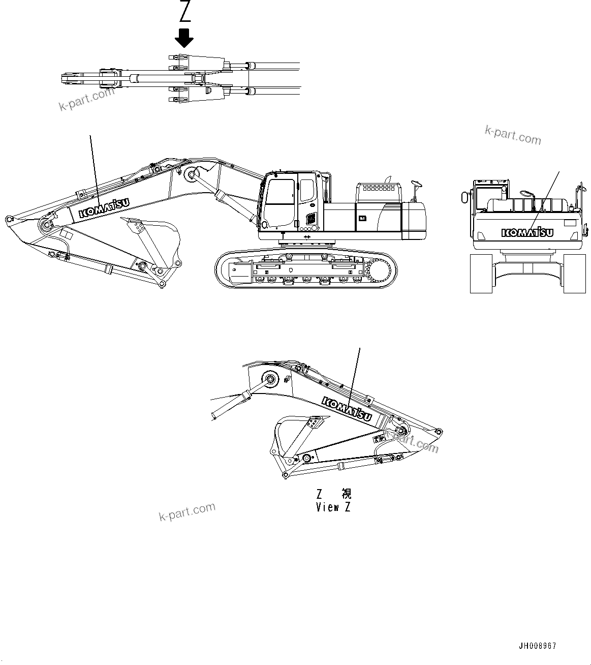 Komatsu parts book diagram for PC350LC-8M0 S/N 85001-UP: KOMATSU LOGO, (#80001-)