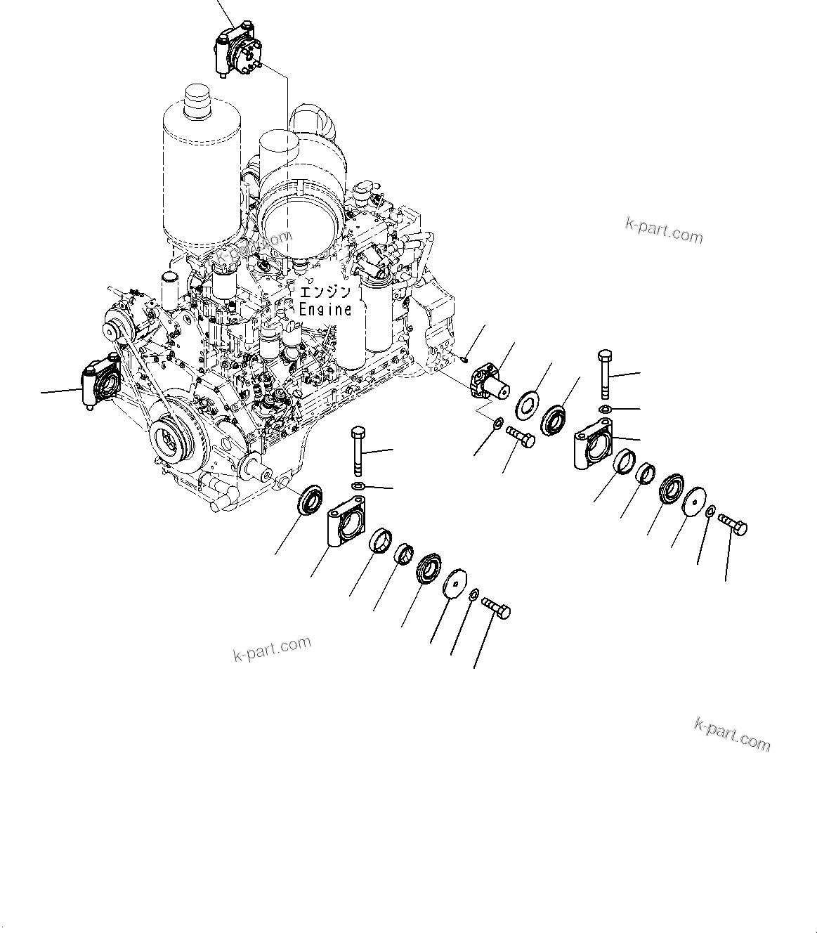 Komatsu parts book diagram for D85MS-15 S/N 2101-UP: ENGINE MOUNTING, (#1006-)