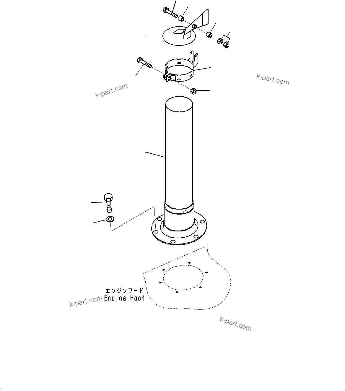Komatsu parts book diagram for D85MS-15 S/N 2101-UP: EXHAUST PIPE, (#1006-)