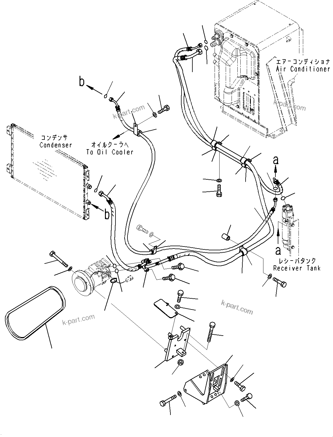 Komatsu parts book diagram for D85MS-15 S/N 2101-UP: AIR CONDITIONER COMPRESSOR, HOSE(#1006-)
