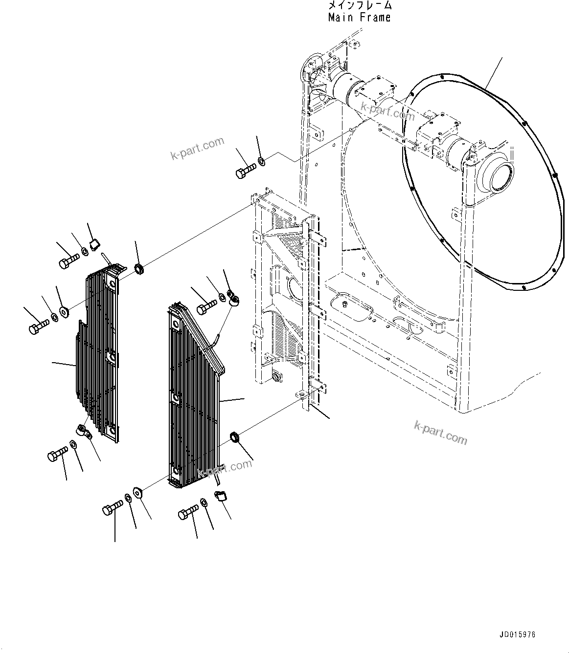 Komatsu parts book diagram for D85MS-15 S/N 2101-UP: COOLING FAN DRIVE, FAN GUARD(#1006-)