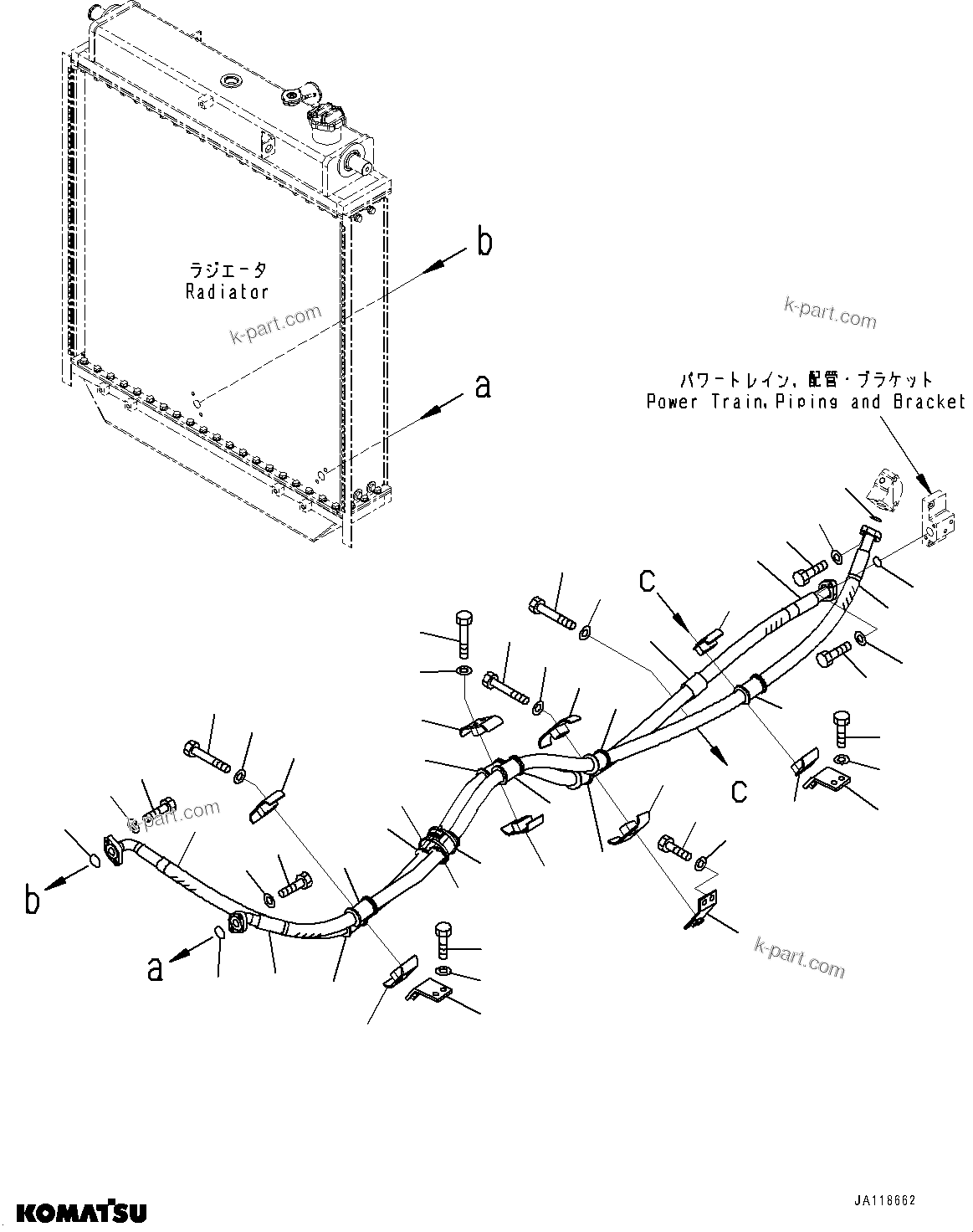 Komatsu parts book diagram for D85MS-15 S/N 2101-UP: OIL COOLER PIPING, (#2001-)