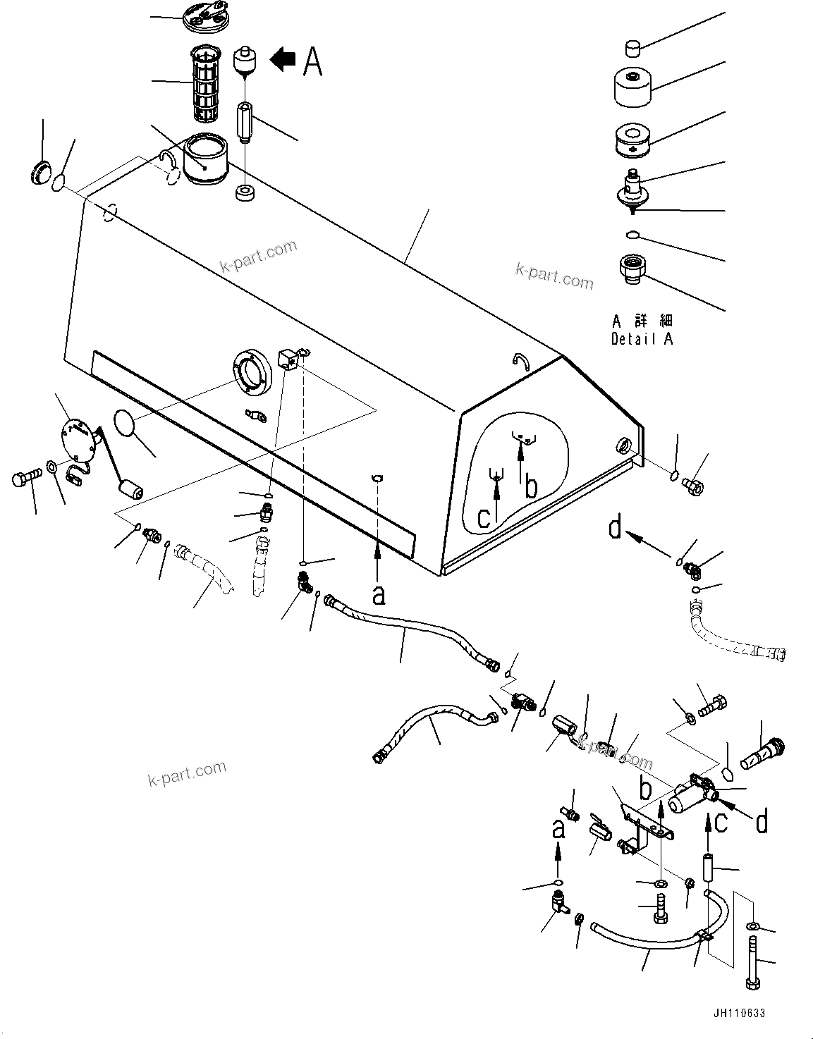 Komatsu parts book diagram for D85MS-15 S/N 2101-UP: FUEL TANK, TANK(#1006-)