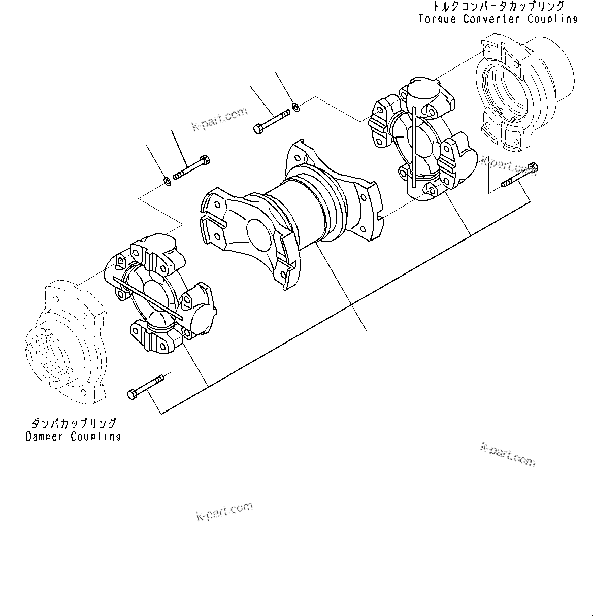Komatsu parts book diagram for D85MS-15 S/N 2101-UP: UNIVERSAL JOINT, (#1006-)