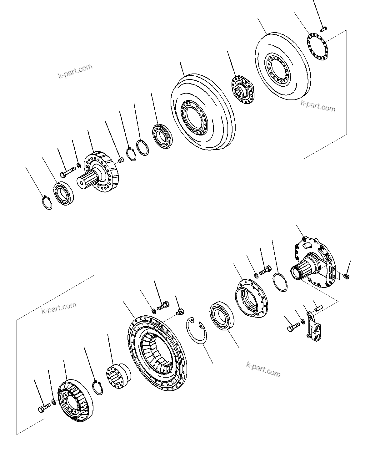 Komatsu parts book diagram for D85MS-15 S/N 2101-UP: POWER TRAIN, BARE(#1006-1006)