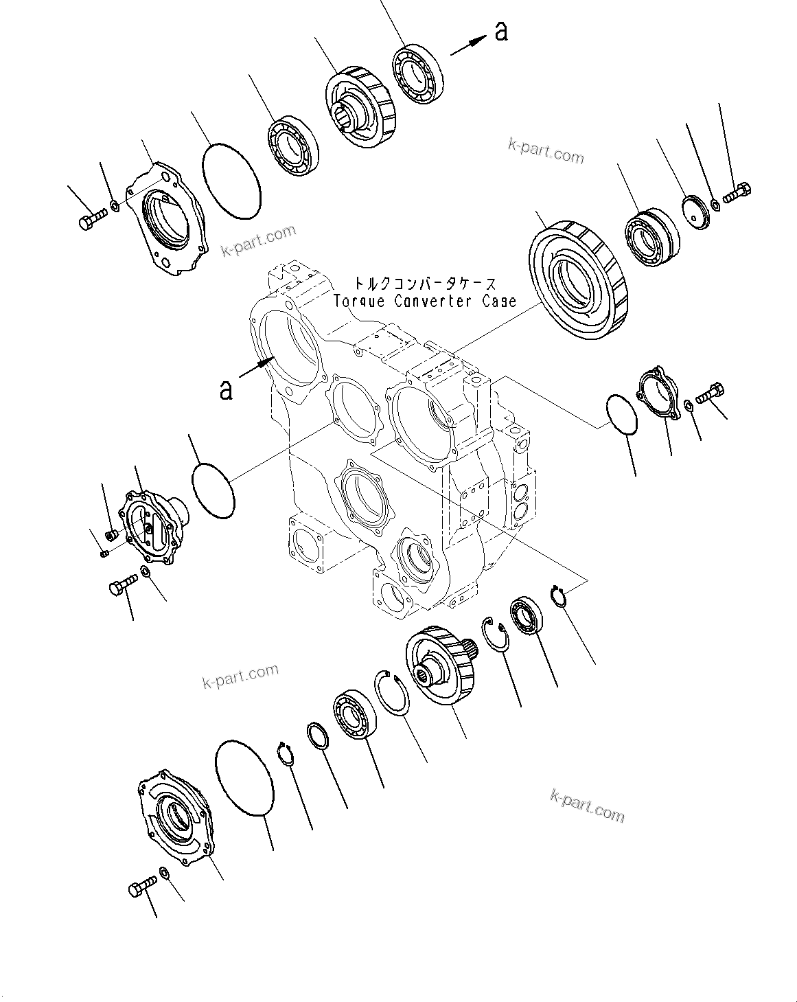 Komatsu parts book diagram for D85MS-15 S/N 2101-UP: POWER TRAIN, PTO (POWER TAKE OFF) CASE(#1006-104714)