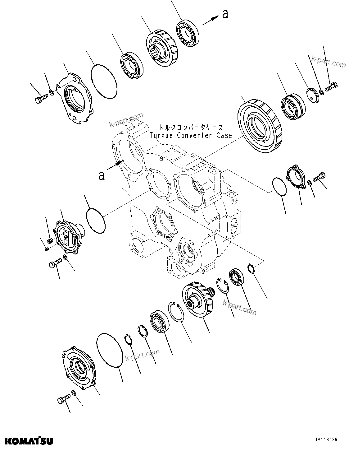 Komatsu parts book diagram for D85MS-15 S/N 2101-UP: POWER TRAIN, PTO (POWER TAKE OFF) CASE(#104715-)