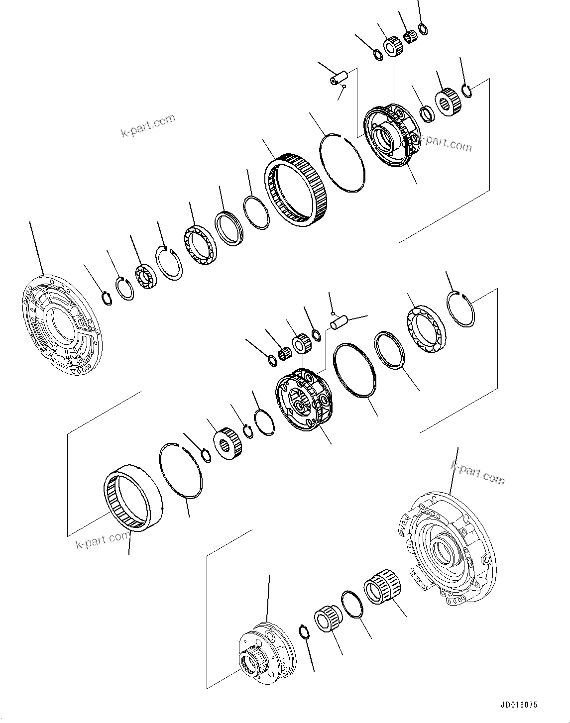 Komatsu parts book diagram for D85MS-15 S/N 2101-UP: POWER TRAIN, CARRIER (1/2)(#1006-)