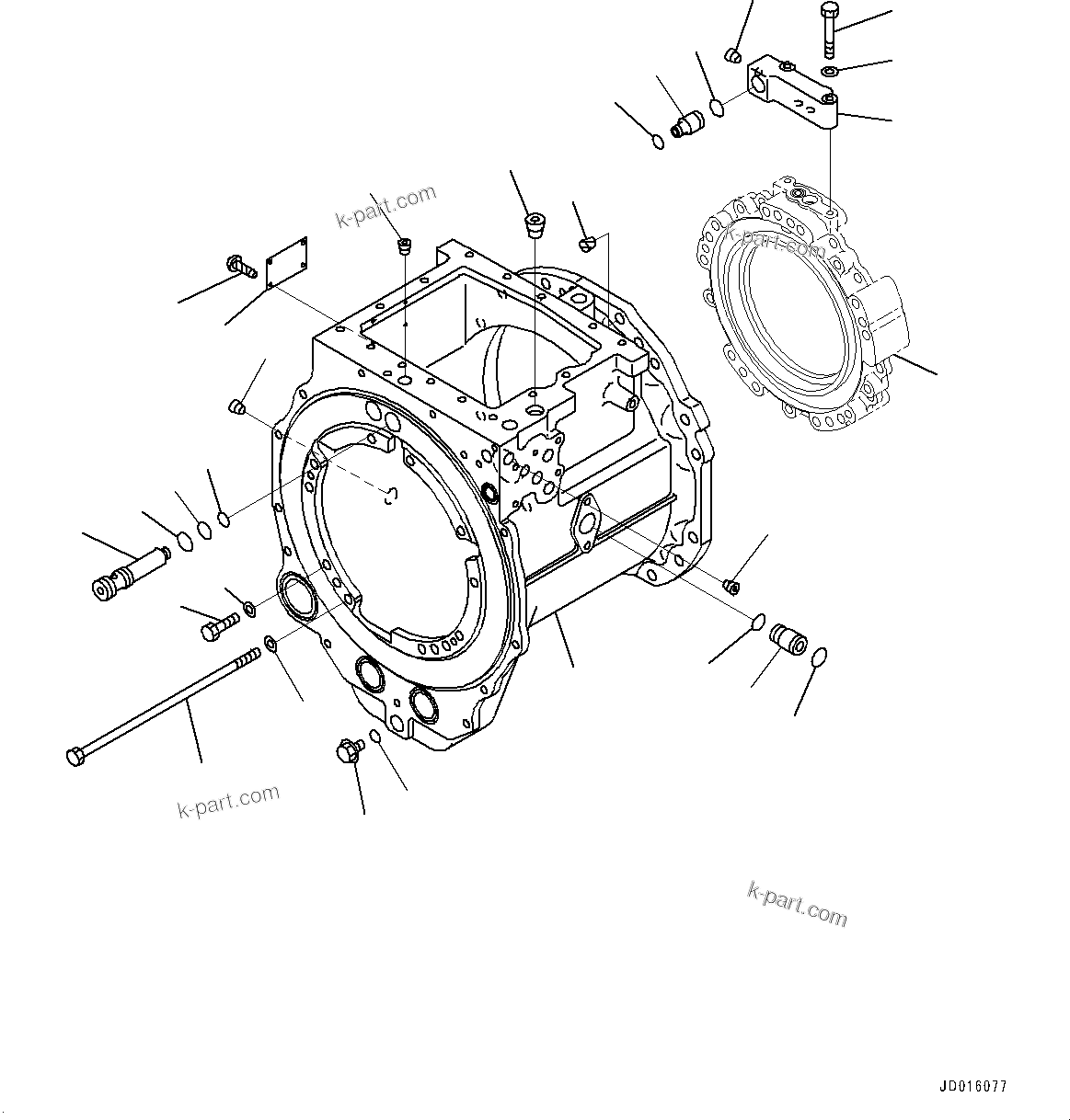 Komatsu parts book diagram for D85MS-15 S/N 2101-UP: POWER TRAIN, CASE (2/3)(#1006-)