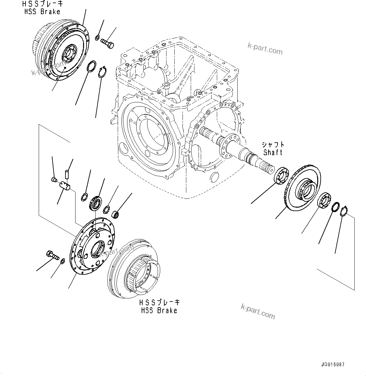 Komatsu parts book diagram for D85MS-15 S/N 2101-UP: POWER TRAIN, BEVEL GEAR AND SHAFT (2/3)(#1006-)