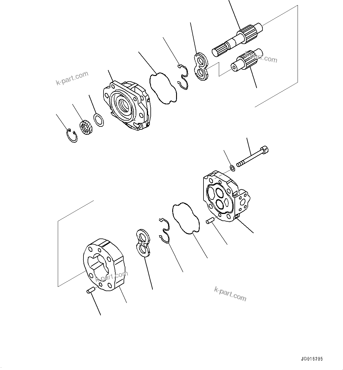Komatsu parts book diagram for D85MS-15 S/N 2101-UP: POWER TRAIN, SCAVENGING PUMP(#1006-)