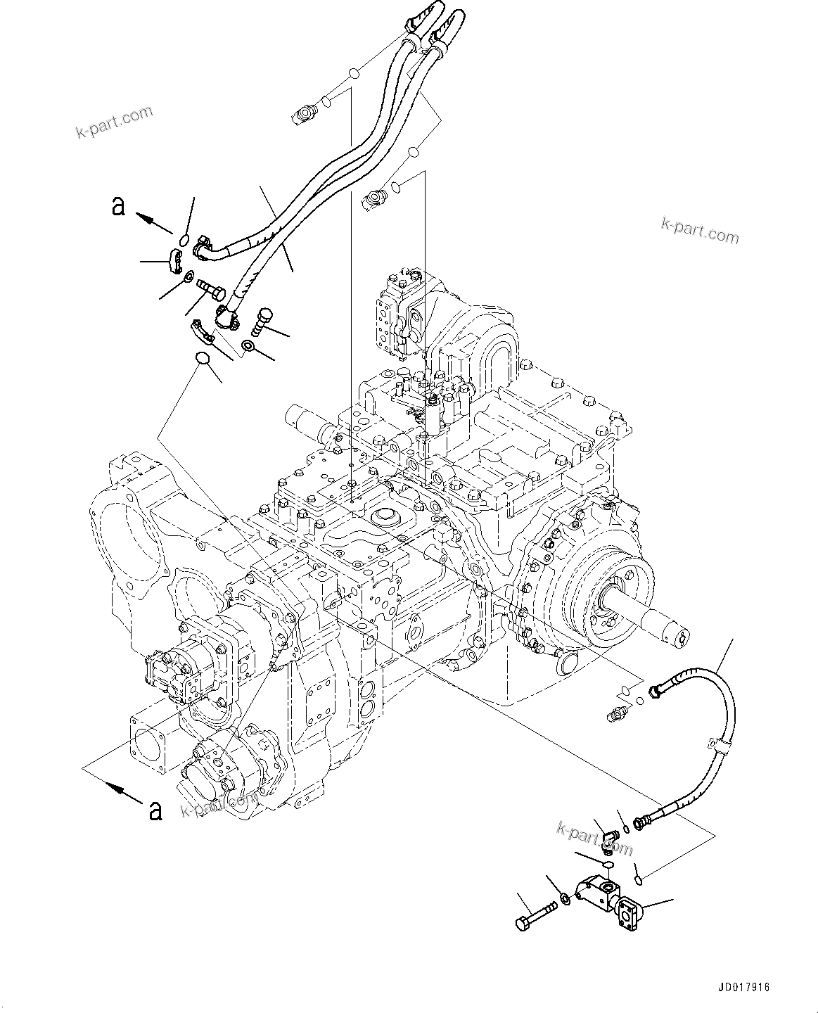 Komatsu parts book diagram for D85MS-15 S/N 2101-UP: POWER TRAIN, PIPING(#1006-)