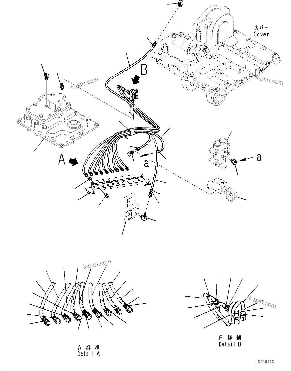 Komatsu parts book diagram for D85MS-15 S/N 2101-UP: POWER TRAIN, CONCENTRATED PIPING(#1006-)