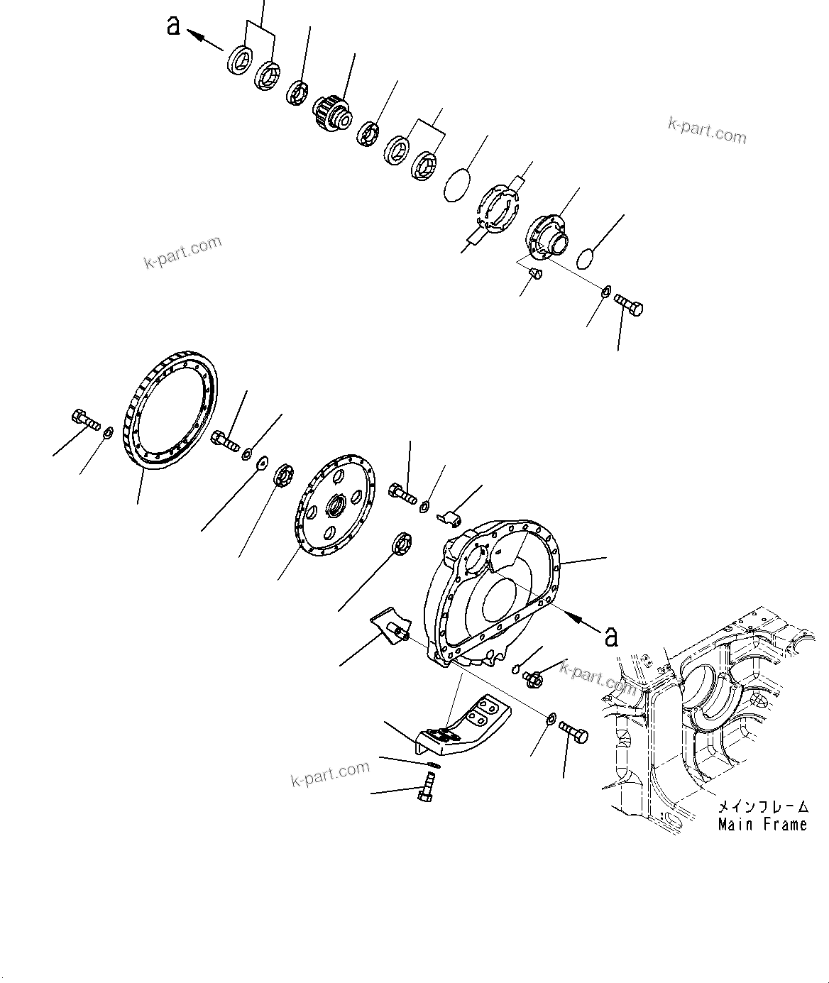 Komatsu parts book diagram for D85MS-15 S/N 2101-UP: FINAL DRIVE, FINAL GEAR CASE R.H. (1/2)(#1006-)