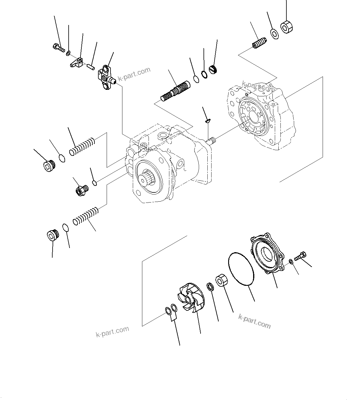 Komatsu parts book diagram for D85MS-15 S/N 2101-UP: POWER TRAIN HYDRAULIC PIPING, PUMP (3/6)(#1006-)