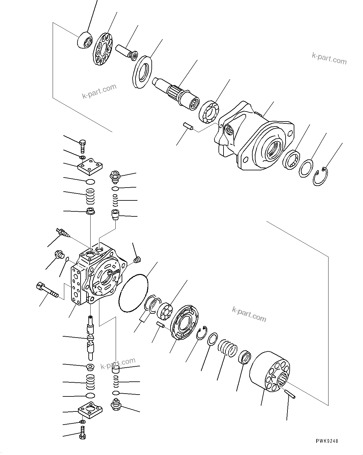 Komatsu parts book diagram for D85MS-15 S/N 2101-UP: POWER TRAIN HYDRAULIC PIPING, HSS MOTOR (1/3)(#1006-)